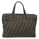 FENDI Zucca Canvas Hand Bag Black Brown Auth hk4024-2
