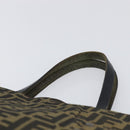 FENDI Zucca Canvas Hand Bag Black Brown Auth hk4024-8
