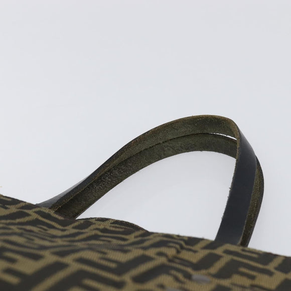 FENDI Zucca Canvas Hand Bag Black Brown Auth hk4024