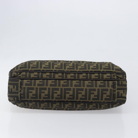 FENDI Zucca Canvas Hand Bag Black Brown Auth hk4024