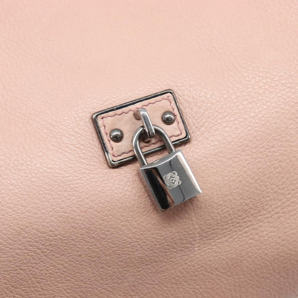 LOEWE Kaliyu GM Hand Bag Leather Pink Silver Auth hk4026A