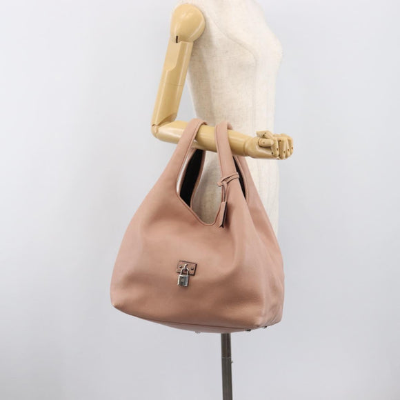 LOEWE Kaliyu GM Hand Bag Leather Pink Silver Auth hk4026A