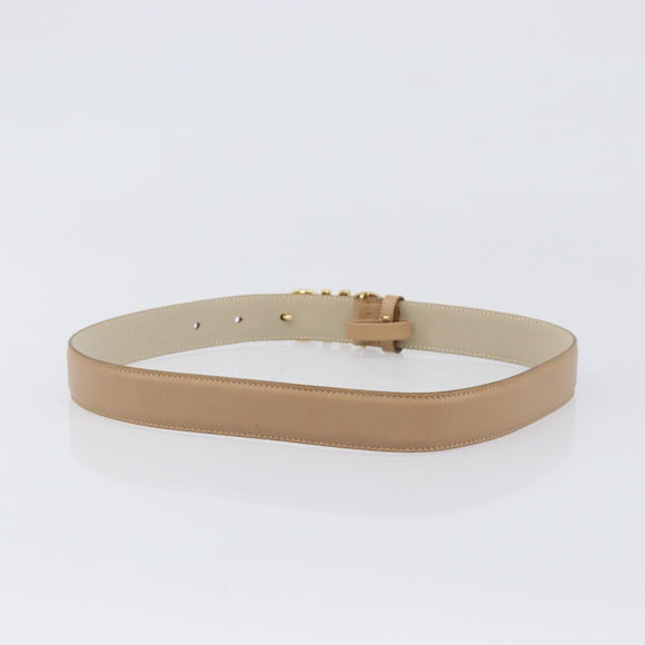 Salvatore Ferragamo Gancini Belt Leather 29.5"" Beige Gold Auth hk4030