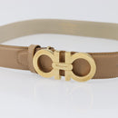 Salvatore Ferragamo Gancini Belt Leather 29.5"" Beige Gold Auth hk4030-5