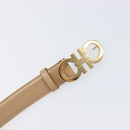 Salvatore Ferragamo Gancini Belt Leather 29.5"" Beige Gold Auth hk4030-8
