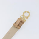 Salvatore Ferragamo Gancini Belt Leather 29.5"" Beige Gold Auth hk4030-9