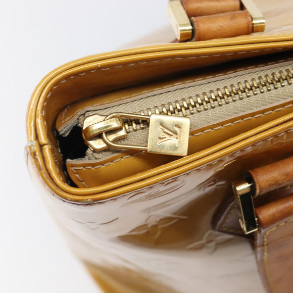 LOUIS VUITTON Monogram Vernis Houston Hand Bag Beige M91004 LV Auth hk4033