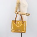 LOUIS VUITTON Monogram Vernis Houston Hand Bag Beige M91004 LV Auth hk4033-26
