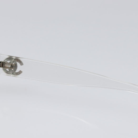 CHANEL Sunglasses Plastic Silver CC Auth hk4035