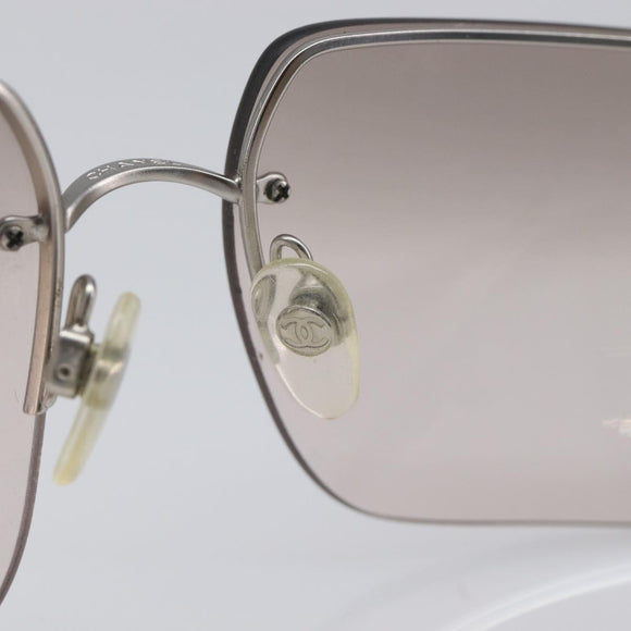 CHANEL Sunglasses Plastic Silver CC Auth hk4035