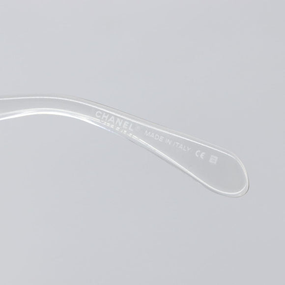 CHANEL Sunglasses Plastic Silver CC Auth hk4035