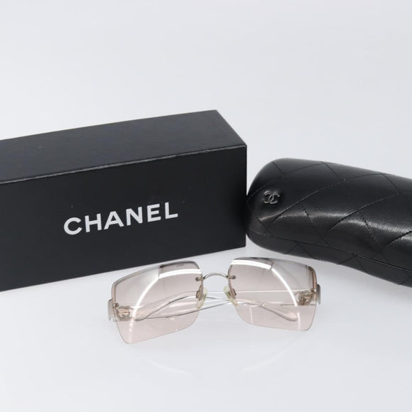 CHANEL Sunglasses Plastic Silver CC Auth hk4035