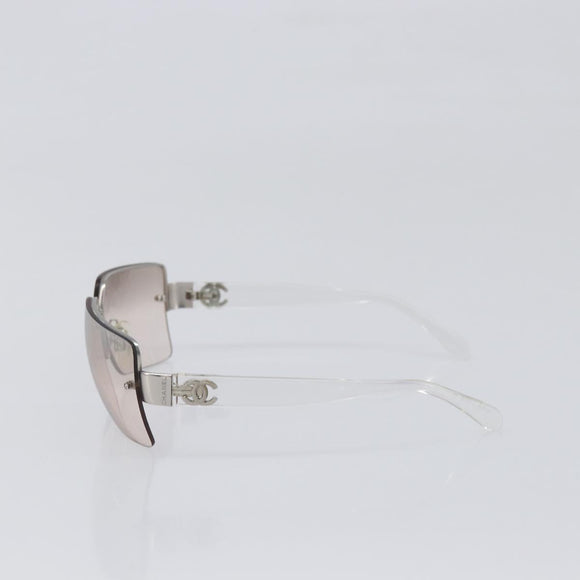 CHANEL Sunglasses Plastic Silver CC Auth hk4035