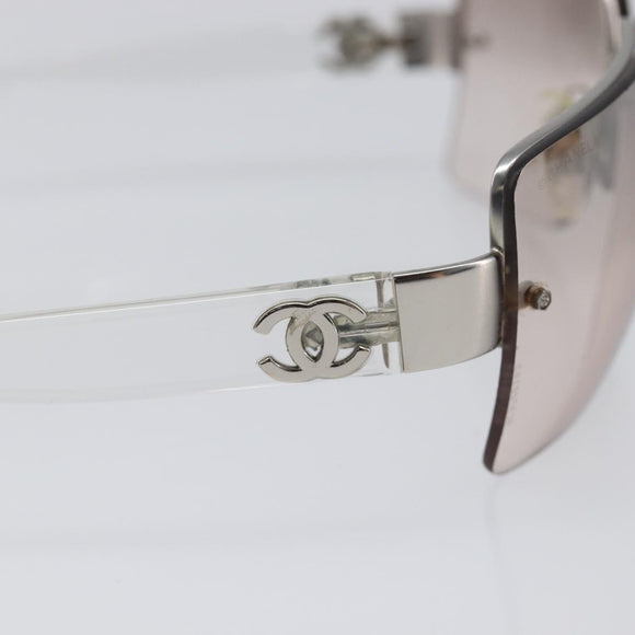 CHANEL Sunglasses Plastic Silver CC Auth hk4035