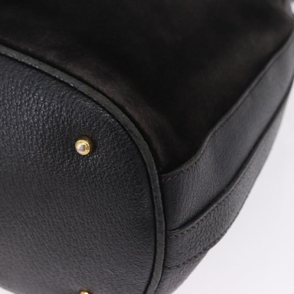 GUCCI Bamboo Shoulder Bag Suede 2way Black Gold 001 2865 1657 Auth hk4037