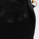 GUCCI Bamboo Shoulder Bag Suede 2way Black Gold 001 2865 1657 Auth hk4037-3