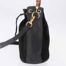 GUCCI Bamboo Shoulder Bag Suede 2way Black Gold 001 2865 1657 Auth hk4037-4