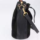 GUCCI Bamboo Shoulder Bag Suede 2way Black Gold 001 2865 1657 Auth hk4037-5
