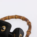 GUCCI Bamboo Shoulder Bag Suede 2way Black Gold 001 2865 1657 Auth hk4037-14