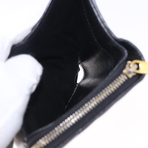SAINT LAURENT Bifold Wallet Leather Black Gold Auth hk4039