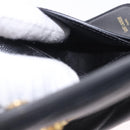 SAINT LAURENT Bifold Wallet Leather Black Gold Auth hk4039-20