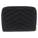 SAINT LAURENT Bifold Wallet Leather Black Gold Auth hk4039-2
