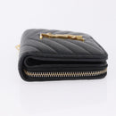 SAINT LAURENT Bifold Wallet Leather Black Gold Auth hk4039-3