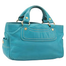 CELINE Boogie Bag Leather Light Blue Gold Auth hk4041-1