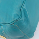 CELINE Boogie Bag Leather Light Blue Gold Auth hk4041-14