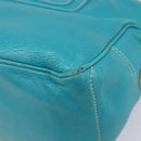 CELINE Boogie Bag Leather Light Blue Gold Auth hk4041-15