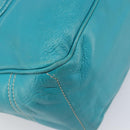 CELINE Boogie Bag Leather Light Blue Gold Auth hk4041-16