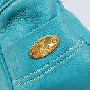 CELINE Boogie Bag Leather Light Blue Gold Auth hk4041-17