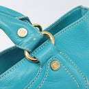 CELINE Boogie Bag Leather Light Blue Gold Auth hk4041-18