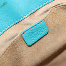 CELINE Boogie Bag Leather Light Blue Gold Auth hk4041-19
