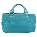 CELINE Boogie Bag Leather Light Blue Gold Auth hk4041-13