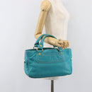 CELINE Boogie Bag Leather Light Blue Gold Auth hk4041-26