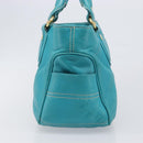 CELINE Boogie Bag Leather Light Blue Gold Auth hk4041-3