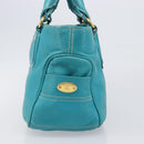CELINE Boogie Bag Leather Light Blue Gold Auth hk4041-4