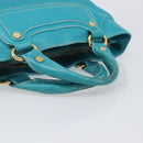 CELINE Boogie Bag Leather Light Blue Gold Auth hk4041-7