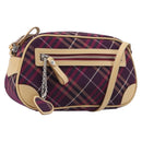 BURBERRY Nova Check Blue Label Shoulder Bag Canvas Bordeaux Silver Auth hk4042V-1