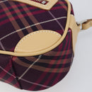 BURBERRY Nova Check Blue Label Shoulder Bag Canvas Bordeaux Silver Auth hk4042V-10