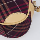 BURBERRY Nova Check Blue Label Shoulder Bag Canvas Bordeaux Silver Auth hk4042V-12