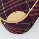 BURBERRY Nova Check Blue Label Shoulder Bag Canvas Bordeaux Silver Auth hk4042V-13