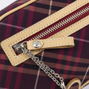 BURBERRY Nova Check Blue Label Shoulder Bag Canvas Bordeaux Silver Auth hk4042V-14