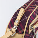 BURBERRY Nova Check Blue Label Shoulder Bag Canvas Bordeaux Silver Auth hk4042V-16