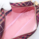 BURBERRY Nova Check Blue Label Shoulder Bag Canvas Bordeaux Silver Auth hk4042V-18