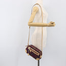 BURBERRY Nova Check Blue Label Shoulder Bag Canvas Bordeaux Silver Auth hk4042V-26