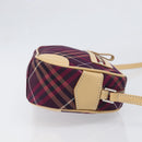BURBERRY Nova Check Blue Label Shoulder Bag Canvas Bordeaux Silver Auth hk4042V-4