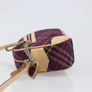BURBERRY Nova Check Blue Label Shoulder Bag Canvas Bordeaux Silver Auth hk4042V-5