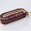 BURBERRY Nova Check Blue Label Shoulder Bag Canvas Bordeaux Silver Auth hk4042V-6